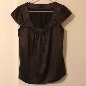 Sateen brown cap sleeve blouse